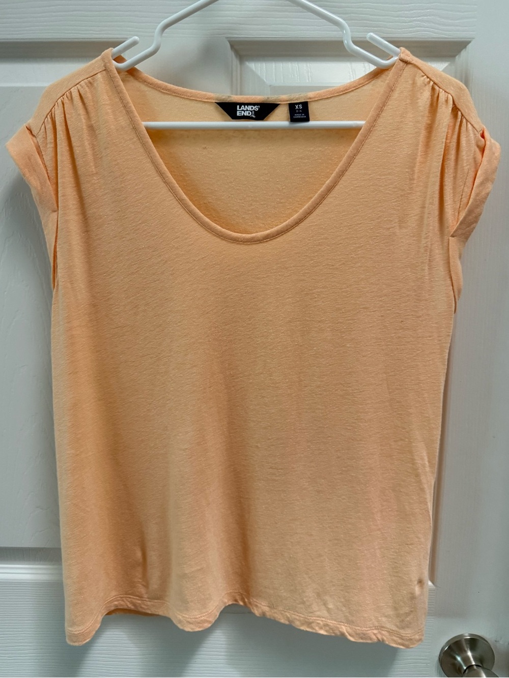 Lands' End Peach Scoop Neck Short Sleeve Tee
